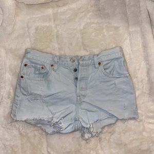 Light Blue Distressed Levi Shorts